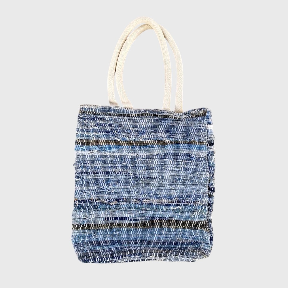 Anthropologie Mabelle Chindi Tote Bag, Blue Rag Rug Tote Bag
